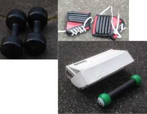 Dumbells, foot weights padded, Zumba Toning Stick