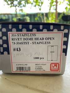 Rivets stainless steel. 3.2x 8mm. 1000 pcs.