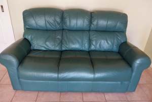Full leather 3 seater lounge with 2 individual recliners
