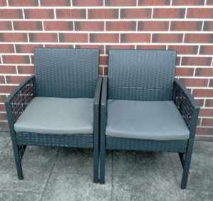 2 XL Charcoal Coloured Rattan Chairs