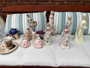 Bag of china dolls and teapot