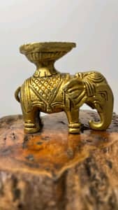 Antique look brass elephant diya for sale