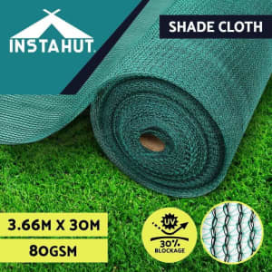 Instahut 3.66x30m 30% UV Shade Cloth Shadecloth Sail Garden Mesh Roll 