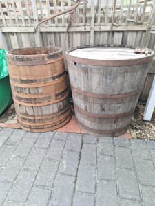 Rare Vintage Tapered Oak Wine Barrels
