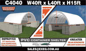 40ft x 40ft Container Shelter - No End Wall