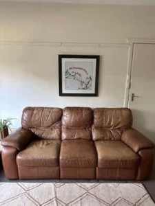 3 seater tan leather couch / sofa
