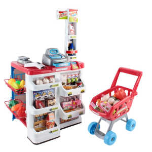 Kids Pretend Role Play Supermarket 24 Piece Playset Cash Register Trol