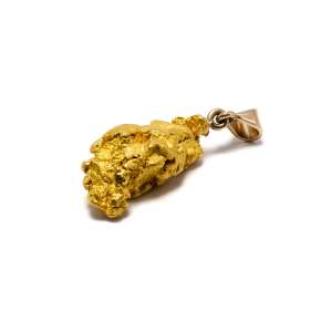 244833 - 24K Solid Yellow Gold Nugget Pendant