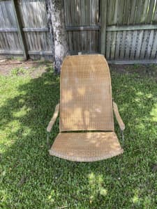Metal framed cane chair and ottoman 