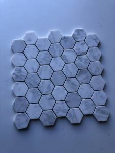 Italian Carrara White marble hexagon mosaics 300x300x10mm/sheet