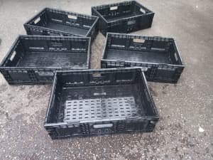 5x Folding Stackable Storage Crates