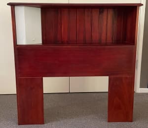 Stand alone Solid Pine Red Cedar stained Bed Head with reading light