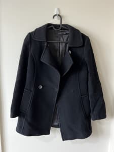Women black wool blend coat size 36