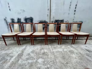 Restored Mid Century Parker Teak Low Back Dining Chairs 