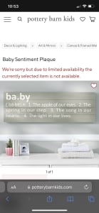 Pottery Barn Kids Baby Sentiment Wall Plaque