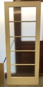 Jarrah door with 5 glass panes.