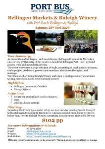 Bellingen Markets & Raleigh Winery Day Tour