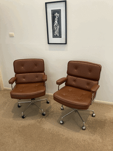 EAMES Office Work Chair - Brown Genuine Leather - Replica
