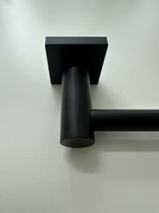 Matte Black Single Towel Rail - 800mm