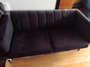Black Velour 2 seater couch 