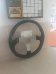 Sports steering wheel pvc and alloy good condition.