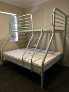 Double to Single Bunk Bed Frame with Double Mattress - Blue