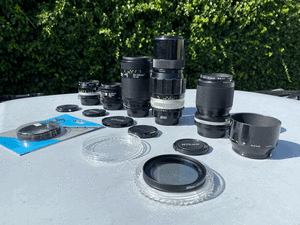 x5 Nikon F MF Lenses - 28/3.5, AF 50/1.4, 70mm-210mm, 200/f4 etc