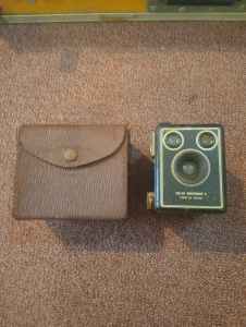 Kodak six-20 Brownie C camera in leather case
