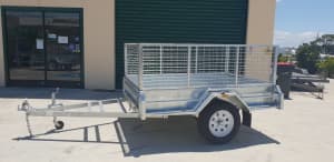 7x5 NEW PREMIUM Hot Dip Gal Heavy Duty Box Trailer with Cage