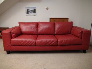 Red Genuine Leather 3 Seat Lounge /Sofa