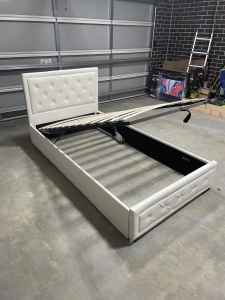 King Single leather bed frame with storage system