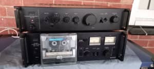 Vintage SANSUI integrated stereo amplifier AU-117, & cassette deck