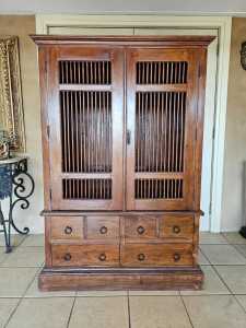 Beautiful Vintage Dutch Colonial Javanese Mahogany Cabinet -Can Del