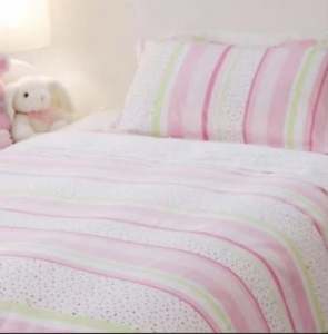Ecosleep 100% cotton bedsheet pink,green and white