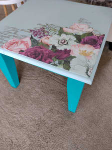 Cute little upcycled teal table 