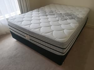 Queen Bed, Mattress, Base and Protector