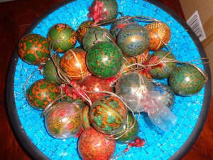 Hand Painted Colourful Decorative Baubles Balls on String Xmas