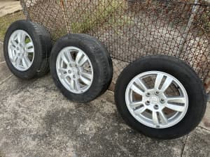 Holden Barina 15” alloy wheels/ tyres x3