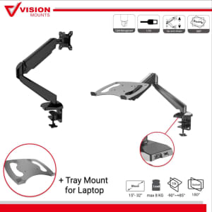 Vision Monitor/Laptop Mount - Desk Clamp or Grommet Mount, VESA