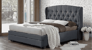 Harper Queen Bed in Beige/Dark Grey/Light Grey (King Available)