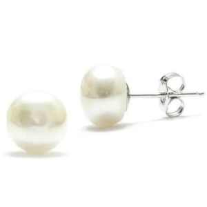 CULTURED FRESHWATER PEARL BUTTON STUD EARRINGS