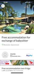 Free accommodation for exchange for a living nanny