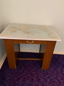 Desk with map