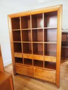 208cm Solid Timber Wall Unit Bookshelf. Good Condition. Carlingford.