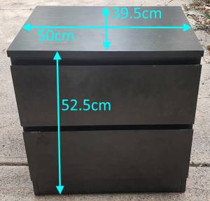 Black Bedside Table Chest of 2 drawers, Deliver for extra, Carlton