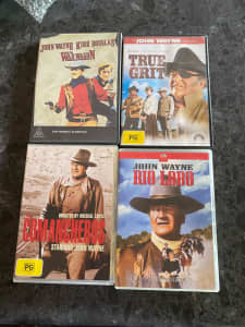 John Wayne movies, good clean condition, $4 each