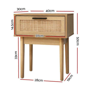 Artiss Bedside Tables Table 1 Drawer Storage Cabinet Rattan..(47285)