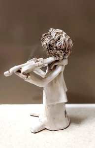 1970 Italian Sculptor Dino Bencini The Violin Prodigy Clay Sculpture. 