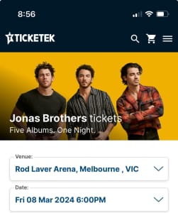 Jonas brother tickets x2