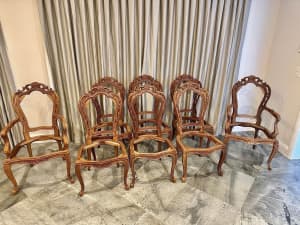 Carved Mahogany Timber Chair 8 Frames. 6 Dining 2 Carvers